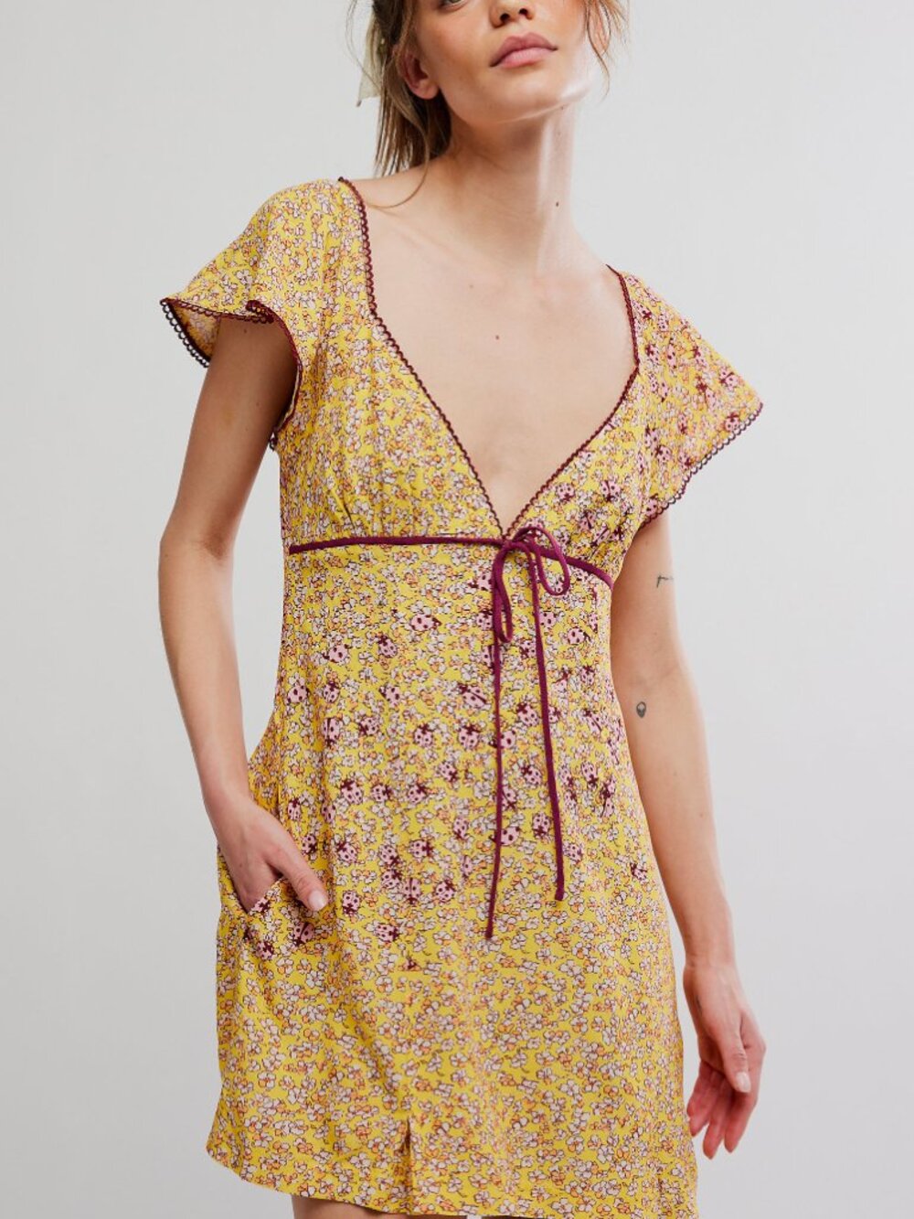 🆕 FREE PEOPLE Backroads Mini Dress / Dandelion Combo - Picture 2 of 9